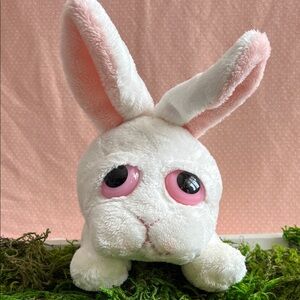 RUSS Berrie Lil’ peepers white bunny rabbit 🐰 plush, 8” long SUPER CUTE!!
